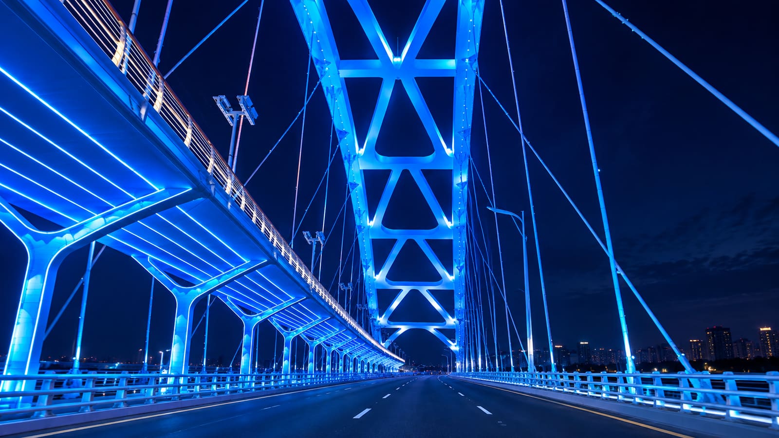 Dawang Bridge, completed and lit at night
